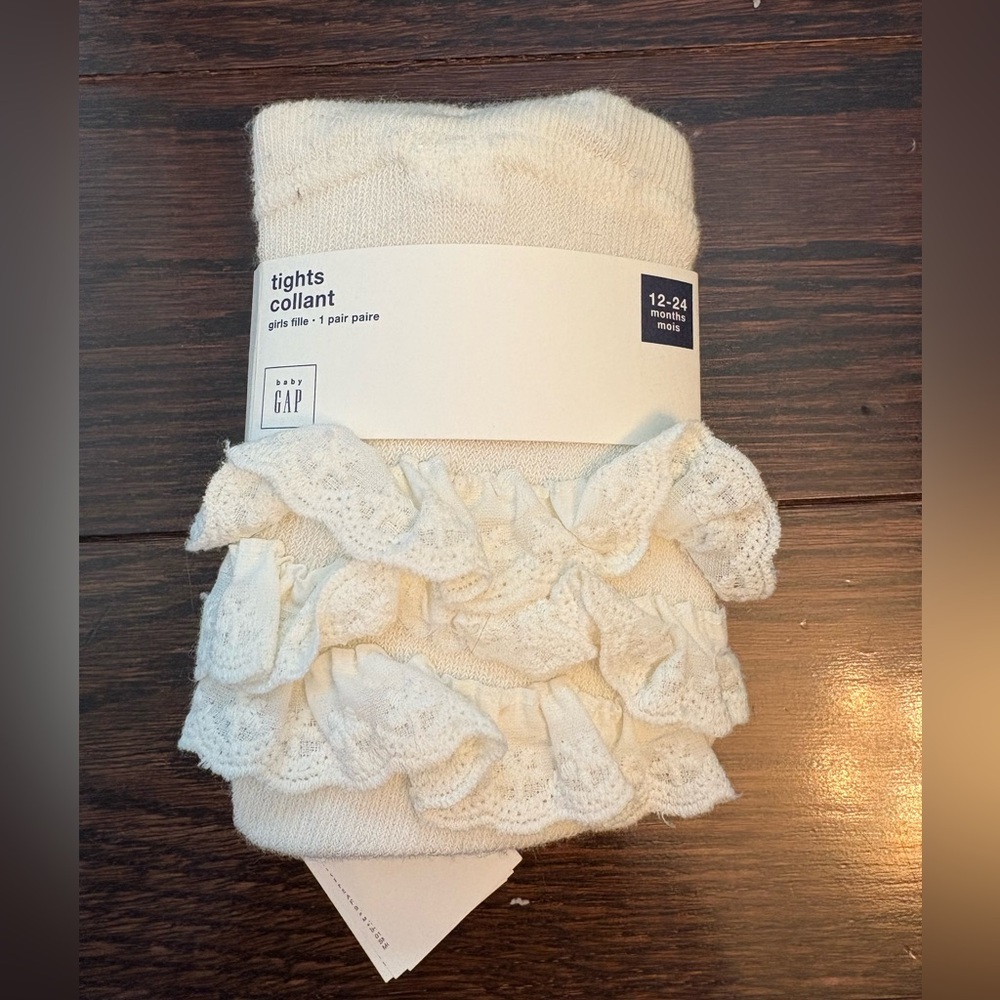 Baby Gap Cream Tights with Ruffles - 12-24 months